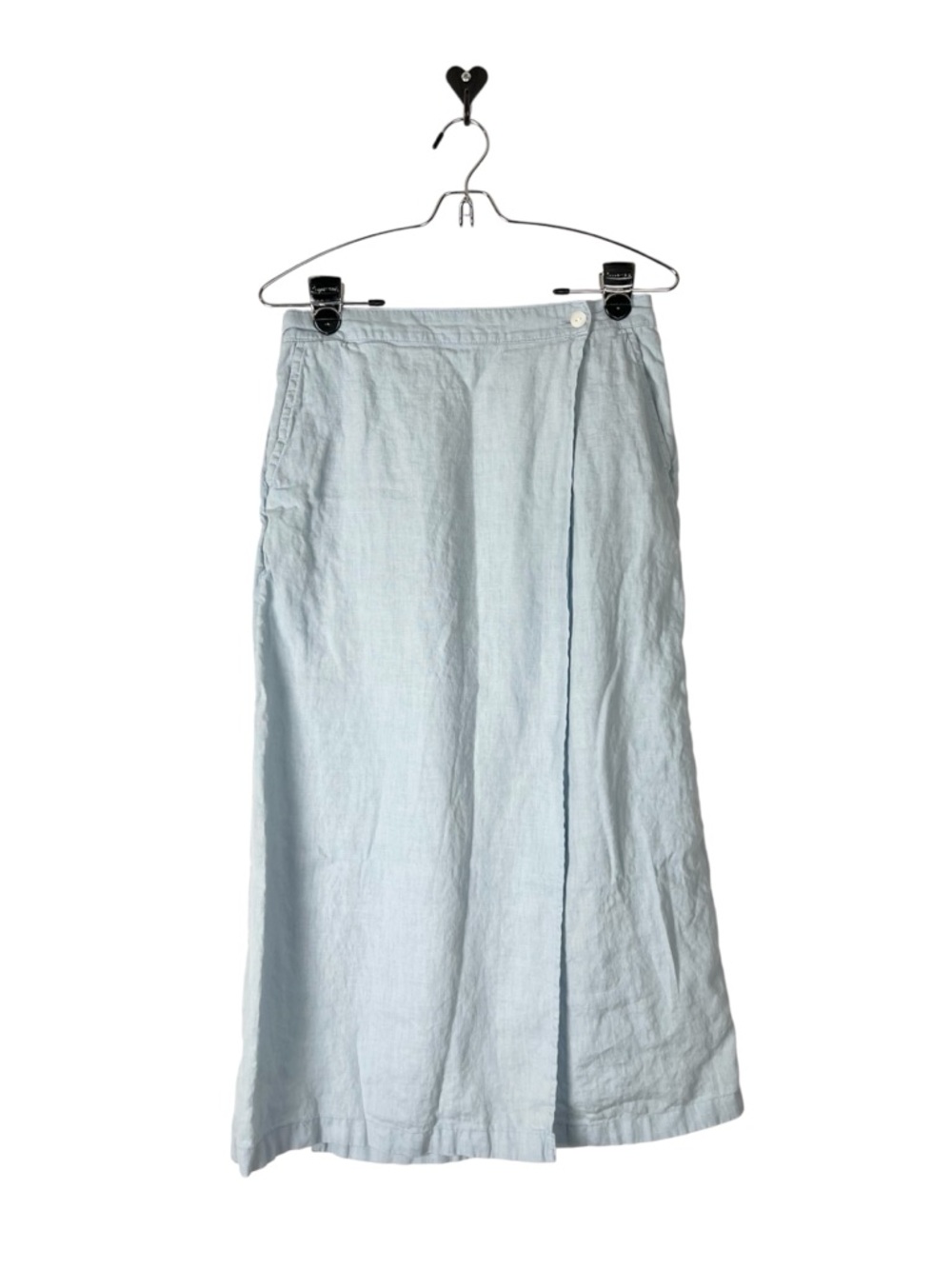 Joie 100% Linen Wrap Skirt Size Medium light blue pockets
